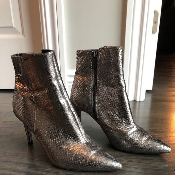 Michael Kors Silver Embossed Ankle Boots - Picture 3 of 5